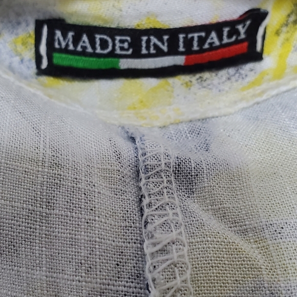 Made in Italy Linen Cotton Tunic Loose Abstract Print Lagenlook Top with Pocket - Picture 11 of 12